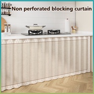 Cabinet Shade Curtain Kitchen Waterproof Oil-Proof Covering Ugly Velcro Slide Rail Punch-Free Door-F