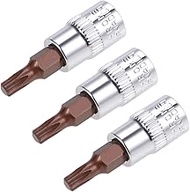 3pcs 1/4" Drive x T40 Torx Bit Socket, S2 Steel Bits Sockets 38mm Length Use with Ratchet Wrench, Sl