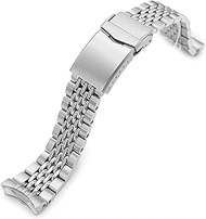22mm Goma BOR Watch Band compatible with Seiko 5 Sports SPRD57, 2-Tone Brushed and Polished