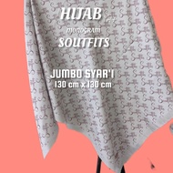 Soutfits Hijab Jumbo Syari Motif Monogram Scarf - Jilbab Segi Empat Bahan Katun Voal Twist-Kerudung