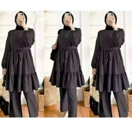 setelan ayu/bahan ceringkel/baju buat lebaran/Set muslim cocok buat manasik/celana kulot/baju cewe m