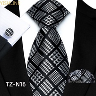 8CM Tie Handkerchief Cufflink Set Necktie Man's Plaid Shirt Accessories Neck Tie Set For Party