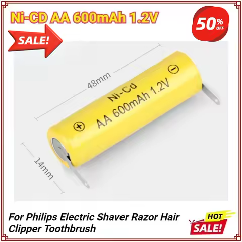 1.2V Ni-CD 600mAh AA 2A Rechargeable Battery for Philips Electric Shaver Razor Hair Clipper Toothbru