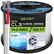 GearIT 14/2 Marine Wire (100 Feet) 14AWG Gauge - Tinned OFC Copper/Marine Grade Speaker Cable/Duplex
