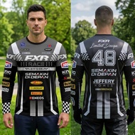 L47 Printed Sports Shirt-Fxr 48 Racing Car Pattern Round Neck Long Sleeves Microfiber Fabric Suitabl
