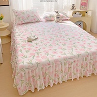 【ready stock】Princess Style Bed skirt/Washed Cotton Bedsheet/COTTON CADAR BEDSHEET ONLY KUN CADAR MU