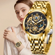 แบรนด์ Lige นาฬิกาควอตซ์สีทองแฟชั่นสำหรับผู้หญิงนาฬิกาข้อมือโครโนกราฟลำลองกันน้ำนาฬิกาผู้หญิง relogio feminino