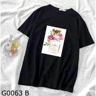 BAJU STOK SEDIA LENGAN PENDEK BUNGA MERAH WANGI CANTIK LELAKI WANITA TSHIRT COTTON FLOWER PERFUME CH