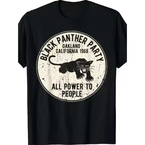1966 Oakland California Black Panther Party Men's Short Sleeve Crew Neck Casual T-Shirt 100% Cotton 
