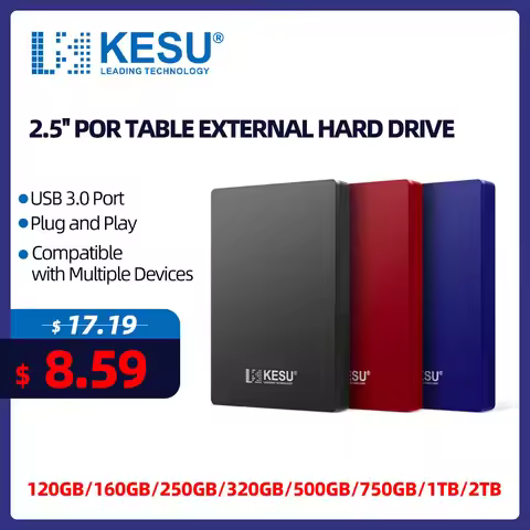 KESU HDD 2.5" 120MB/S Portable External Hard Drive 2tb/1tb/500gb/320gb USB3.0 disk memory for PC Des