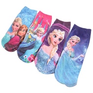 [4 pairs] Girls' socks frozen elsa socks Princess elsa socks Cartoon socks Kids cotton socks Girls' 