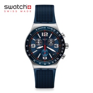 Swatch Irony Chrono BLUE GRID YVS454 Blue Silicone Strap Watch