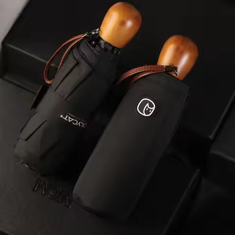 New Mini Umbrella Women Kids and Men Umbrella Pocket Umbrella Wood Handle Umbrella Windproof Uv Fold