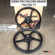 VRossi Zigen P5V Rims FALCON 140/160 Ring 17 Honda Revo Abs Supra 125R Supra Fit Grand Black