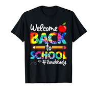 Welcome Back To School Lunch Lady Cafeteria Tie Dye Leopard T-Shirt