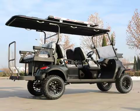 Electric Golf Cart with Solar Power Panel 2-4-6 Seater Club Sightseeing Car Hunting Car 2025 Latest 