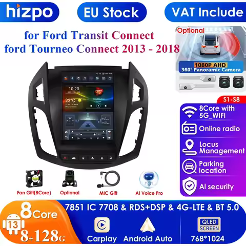 Hizpo Carplay 4G 2Din Android Car Radio for Ford Transit Connect 2013 -2018 Ford Tourneo Connect Mul