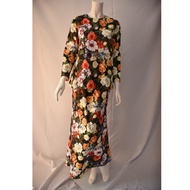 Baju Kurung Moden Cotton Satin English Floral Design Plus Size 3XL 4XL 5XL 6XL