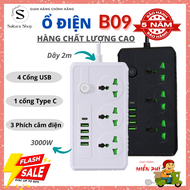 [HÀNG MỚI VỀ 2024] Ổ Điện Đa Năng Thông Minh B09 Phích Cắm Điện B09 Ổ Cắm Điện Có 4 Cổng Sạc Điện Th