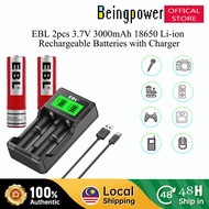 EBL 2pcs 18650 Battery 3000mah 3.7V Li-ion Rechargeable With 18650 AA AAA Battery Charger For Flashl