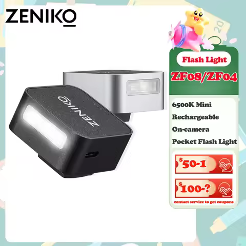 Zeniko ZF04/ZF08 Mini Camera Flash Light 6500K Mini Rechargeable On-camera Pocket Flash Light for Ri