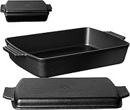 2-In-1 Pre Seasoned Cast Iron Dutch Oven With Skillet Lid,Casserole Dish,Rectangular Baking Pan,Grid