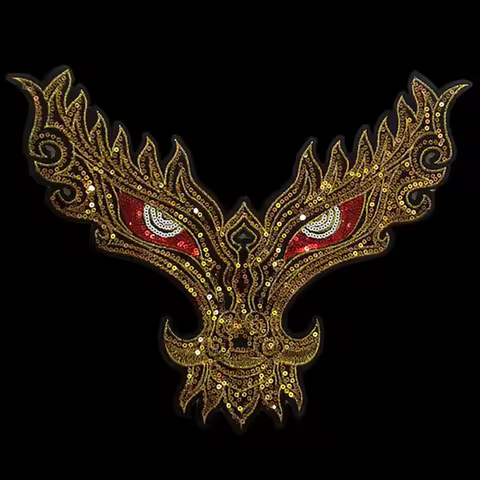 Big Dragon Head Patches Punk Embroidery Clothes Stickers Jacket Backpack Gold Patch Decorate Patch A