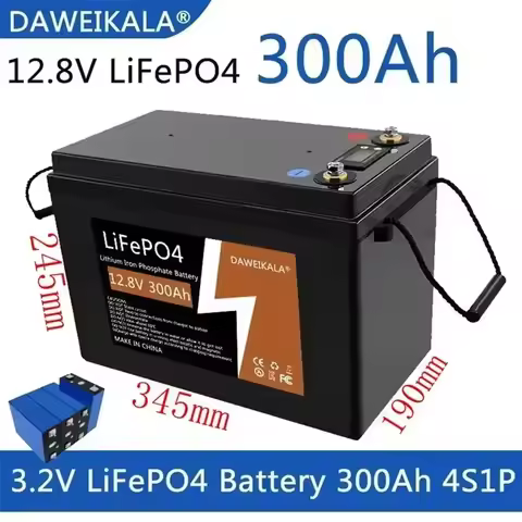 12V LiFePO4 300Ah Battery BMS Lithium Power Batteries 4000 Cycles for 12.8V RV Campers Golf Cart Off