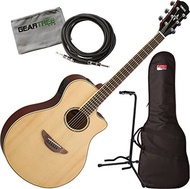 Yamaha APX600 NA Natural Thin Body Acoustic-Electric Guitar w/Bag, Stand, Cloth, Cable