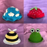 Crochet Bucket Hat: Cloud Bucket Hat / Strawberry Bucket Hat / Flower / Bee / Frog / Customized