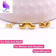 US 10K GOLD HEART EARRING FOR KIDS ADULT MOTHER AND DAUGHTER HYPOALLERGENIC KIDS EARRING