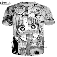 Cloocl Ahegao Ahegao Hentai Anime Girl Half-Sleeved T-Shirt Three-Dimensional Printing Boys T-Shirt 