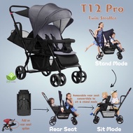 T12 Seebaby Pro tandem stroller /Twin Stroller 2021 Upgraded version (Sit & Stand Twin prams)