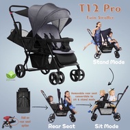 T12 Seebaby Pro tandem stroller /Twin Stroller 2021 Upgraded version (Sit &amp; Stand Twin prams)