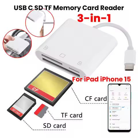 3-in-1 Type C To CF/SD/TF Card Adapter SD Card Adapter Memory Card Reader CF SD TF Compact Camera Ca