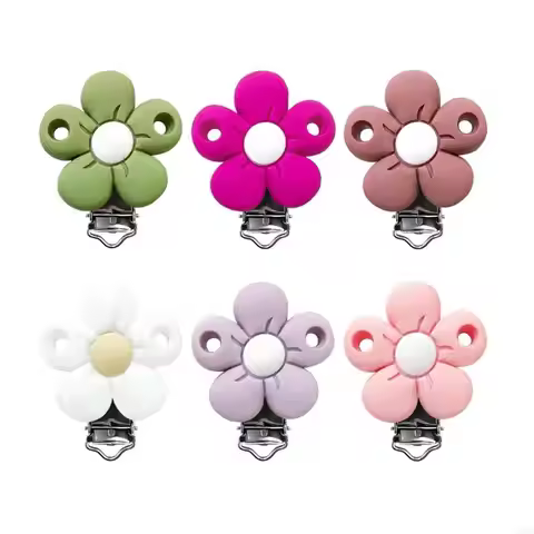 K1MA Secure Pacifier Clip For Baby Safe Silicone Baby Soother Clamp Bright Color Easy To Clean Desig