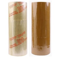 Lốc 6 cuộn Băng Keo Dán Thùng 100 Da/yard Và 200 Da/yard (Vàng Trong)