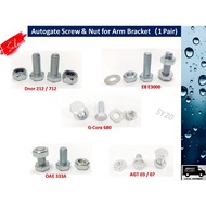 Autogate Screw &amp; Nut for Arm Bracket - Dnor 212 / Dnor 712 / OAE 333A / E3000 / E3300 / E3900 / G-Cora 680 / AGT (1 pair