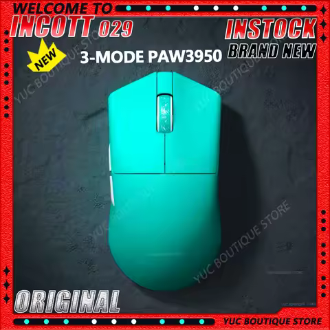 NEW Incott 029 PRO 8K Wireless Mouse 3-Mode Gaming Mouse PAW3395/PAW3950 Bluetooth Lightweight Ergon