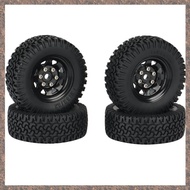 (S V T D)4PCS 1.55 Metal Beadlock Wheel Rim Tires Set for 1/10 RC Crawler Car Axial Jr 90069 D90   CC01 LC70