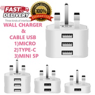 Fast charging USB Charger Adapter 5V 1A 2A 3A 3 port Phone Tablet Universal Travel Wall UK Plug Sock