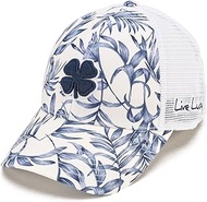 Standard Island Luck 31 Adjustable Hat, Whtie/Navy Blue Tropical Hat/3D Navy Clover