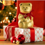 Lindt chocolate christmas teddy bear gold with ribbon