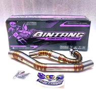 Leheran Knalpot KLX - CRF - D Tracker Inlet 50mm Model Samping/Atas Original Bintang Powerfull Exhau
