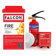 FALCON 3-In-1 Home Fire Safety Kit - (1KG ABC Dry Powder Fire Extinguisher Optical Smoke Alarm and F