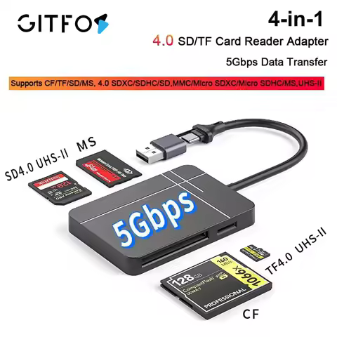 GITFOS UHS-II4.0 Memory Card Reader USB A/USB C to CF MS TF SD Card Reader for Windows Mac Laptop An