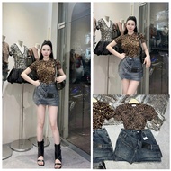 Short A-line denim jean skirt with 2 waistbands Meo Meo Shop QCCC QCL1 CV0670 965