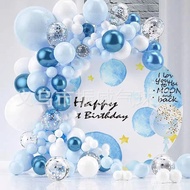 Arched Decorative Garland White Blue Shower Balloon Light Blue Silver Supplies Student Japanese Ball