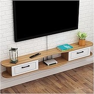 Wall Mounted Floating TV Stand,Modern TV Cabinet,Entertainment Center Cabinet Component,with Door And Storage Unit Audio/Video Console Multimedia Console ( Color : Wood Color , Size : 140x22x20cm )