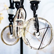 【透體髮晶 平安扣項鍊】金黃鈦晶/銀鈦晶/紅銅鈦晶/黑碧璽 吊墜